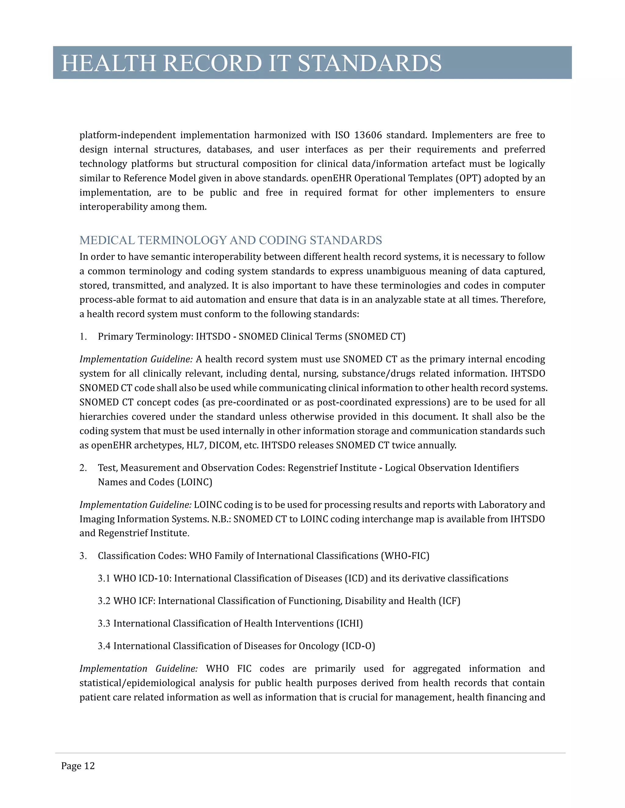 Electronic Health Records standards 2016 | PDF