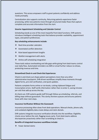 EHR Systems and Front Desk Workflow Optimization in Healthcare | PDF