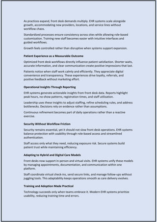 EHR Systems and Front Desk Workflow Optimization in Healthcare | PDF