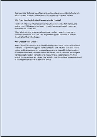 EHR Systems and Front Desk Workflow Optimization in Healthcare | PDF