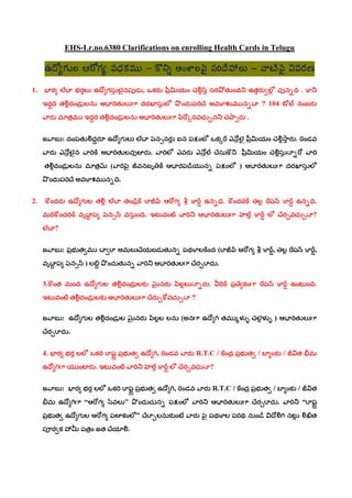 EHS-Lr.no.6380 Clarifications on enrolling Health Cards in Telugu

Gl??S??v D?S?? ?pl??O????? C O?n CA??v??p ??0l???v? - ??d???p ????g
1.

2.

 