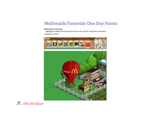 McDonalds Farmville One Day Promo
 