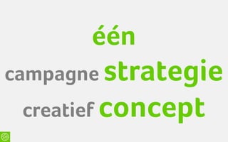 één
campagne strategie
 creatief concept
 