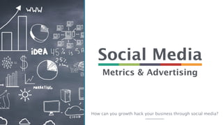 Social Media
How can you growth hack your business through social media?
Metrics & Advertising
 