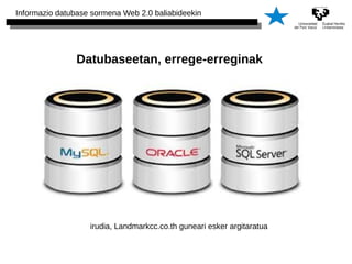 Informazio datubase sormena Web 2.0 baliabideekin 
Datubaseetan, errege-erreginak 
irudia, Landmarkcc.co.th guneari esker argitaratua 
 