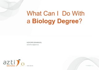What Can I Do With
a Biology Degree?

AIZKORRI ARANBURU
aaranburu@azti.es

www.azti.es

11/19/2013 1

 
