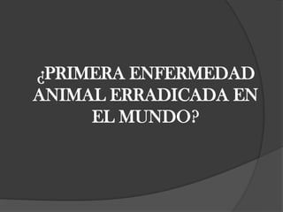 ¿PRIMERA ENFERMEDAD
ANIMAL ERRADICADA EN
EL MUNDO?
 