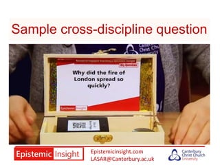 Epistemicinsight.com
LASAR@Canterbury.ac.uk
Sample cross-discipline question
 