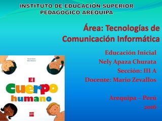 Educación Inicial
Nely Apaza Churata
Sección: III A
Docente: Mario Zevallos
Arequipa – Perú
2016
 