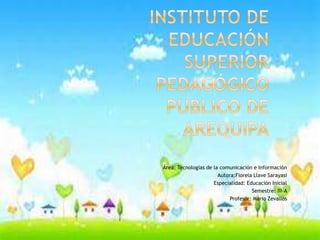 Área: Tecnologías de la comunicación e Información
Autora:Fiorela Llave Sarayasi
Especialidad: Educación Inicial
Semestre: III-A
Profesor: Mario Zevallos
 