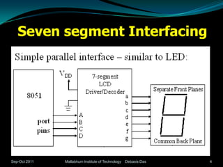 Seven segment Interfacing




Sep-Oct 2011   Mallabhum Institute of Technology   Debasis Das   4
 