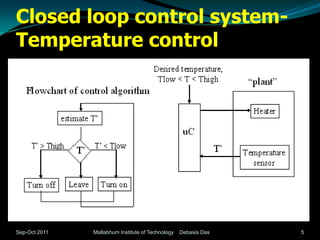 Closed loop control system-
Temperature control




Sep-Oct 2011   Mallabhum Institute of Technology   Debasis Das   5
 