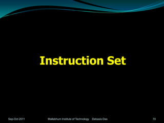 Instruction Set



Sep-Oct 2011    Mallabhum Institute of Technology   Debasis Das   70
 