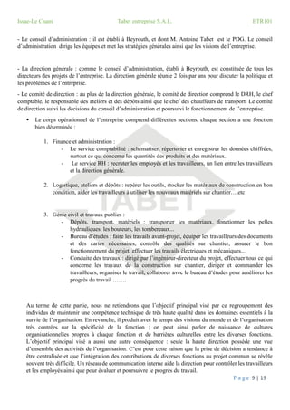 Rapport de visite de l'entreprise