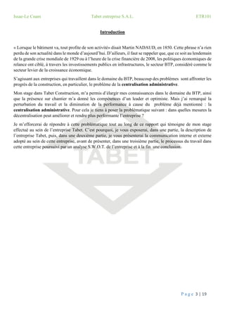 Rapport de visite de l'entreprise