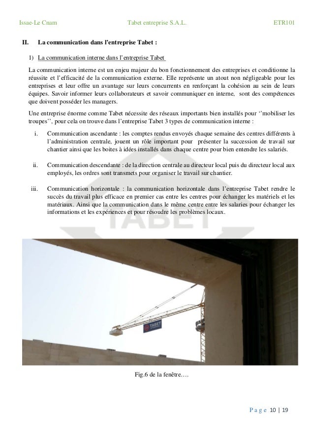 rapport de visite de lentreprise