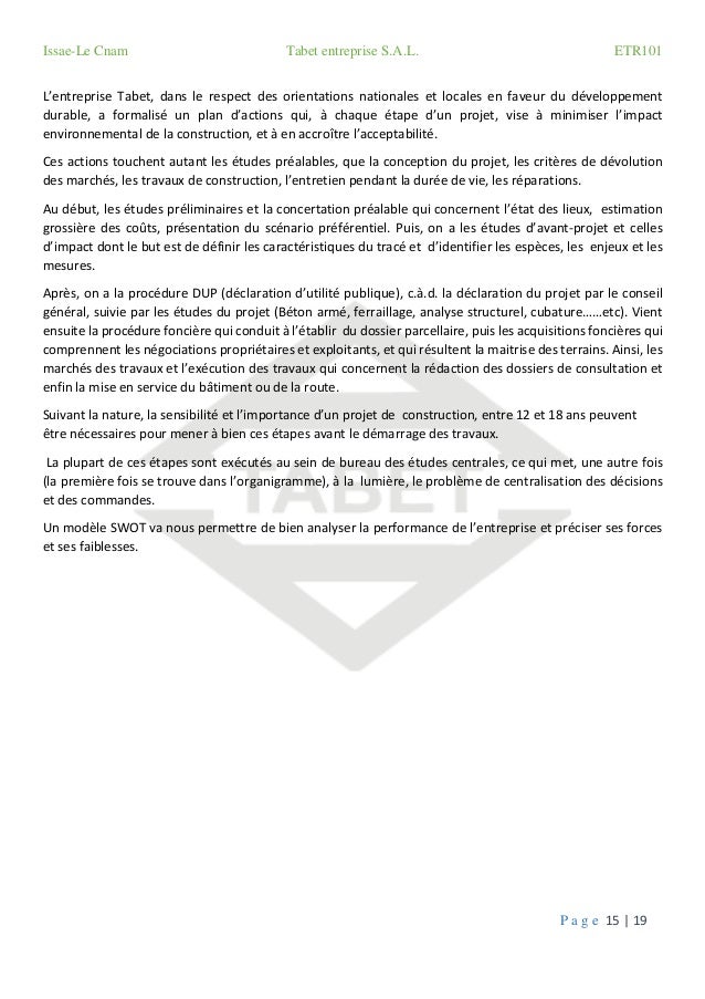 Rapport de visite de l'entreprise