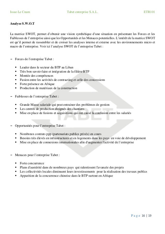 Rapport de visite de l'entreprise