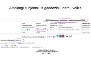 Atsakingi subjektai už geodezinių darbų veiklą
 