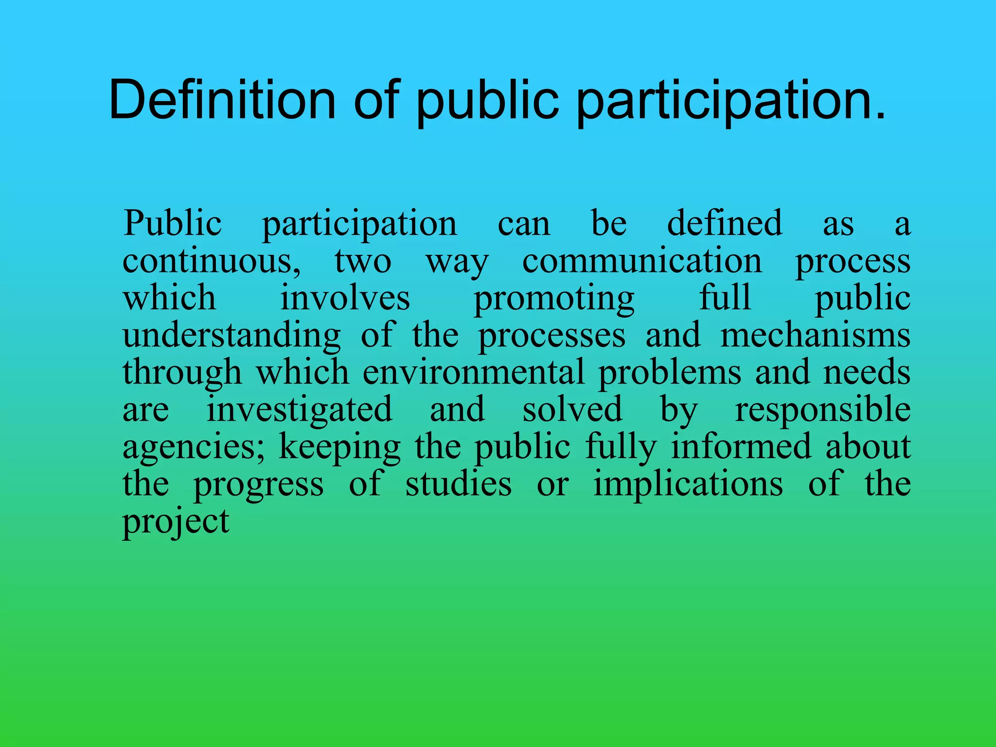 Public Participation in Environmental Decision-Making | PPTX