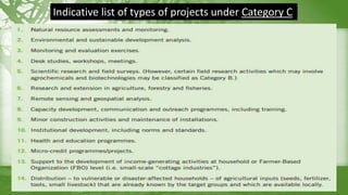 Indicative list of types of projects under Category C
 