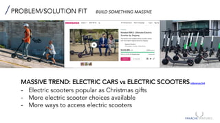 MASSIVE TREND: ELECTRIC CARS vs ELECTRIC SCOOTERSreference link
- Electric scooters popular as Christmas gifts
- More electric scooter choices available
- More ways to access electric scooters
PROBLEM/SOLUTION FIT BUILD SOMETHING MASSIVE
 