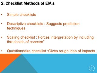 Eia methods for transportation project | PPTX