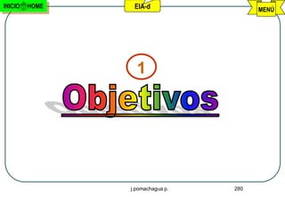 INICIO   HOME    EIA-d                  MENÚ




                  1




                j.pomachagua p.   280
 