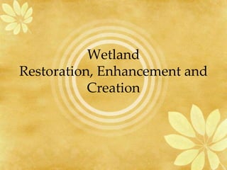 Wetland
Restoration, Enhancement and
Creation
 