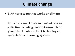 EIAR experience on potential interventions in livestock value chains development 