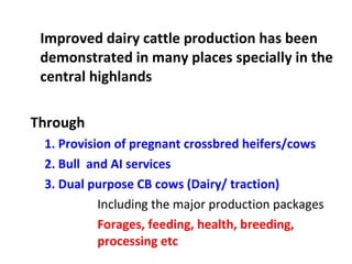 Experience at EIAR on Dairy Research and Development in Ethiopia