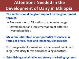 Experience at EIAR on Dairy Research and Development in Ethiopia