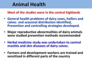 Experience at EIAR on Dairy Research and Development in Ethiopia