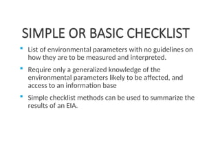 Simple Checklist Methods EIA Tools & Methods.ppthhhhjnnnnnnnnnbbbbhh | PPT