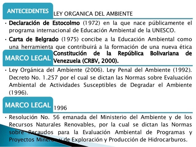 Evaluación de impacto ambiental y la ley orgánica del 