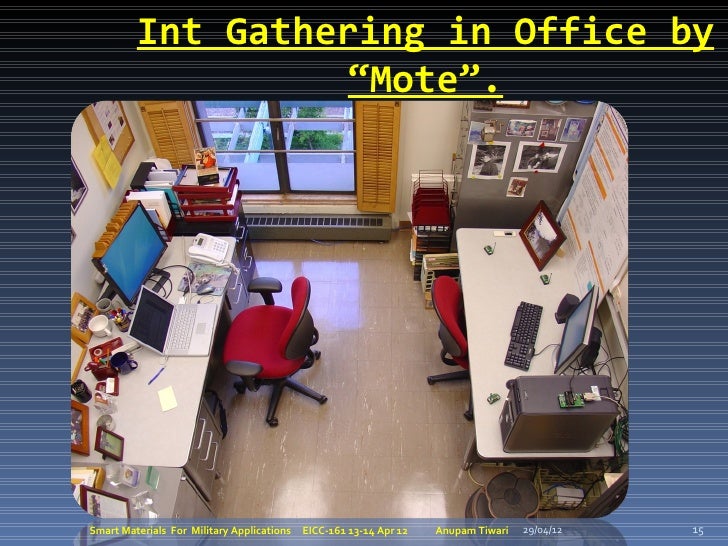Int Gathering in Office by                  “Mote”.Smart Materials For Military Applications   EICC-161 13-14 Apr 12   Anu...
