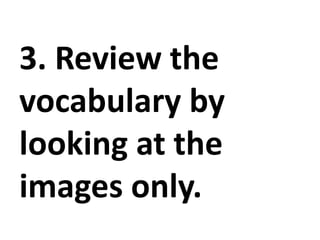 3. Review the
vocabulary by
looking at the
images only.
 