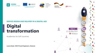A
joint
initiative
of
the
OECD
and
the
EU,
principally
financed
by
the
EU.
1
Laura Kask, CEO Proud Engineers, Estonia
SERVICE DESIGN AND DELIVERY IN A DIGITAL AGE
Academies for EaP countries
Digital
transformation
 