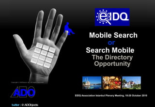 Mobile Search  or   Search Mobile   The Directory Opportunity EIDQ Association Istanbul Plenary Meeting, 18-20 October 2010 