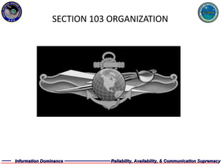   SECTION 103 ORGANIZATION  