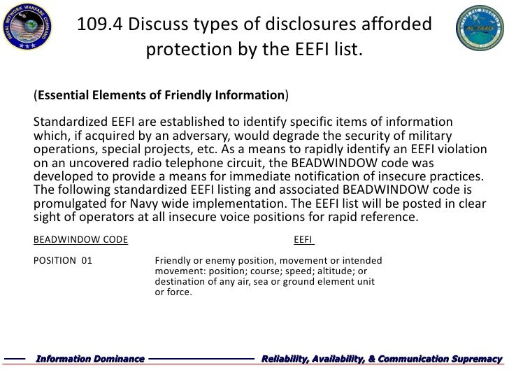 Eidws 109 communications