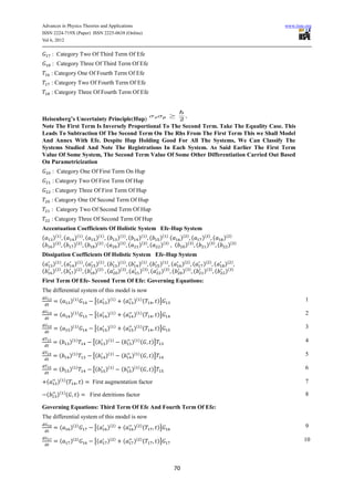 Advances in Physics Theories and Applications                                                                                           www.iiste.org
ISSN 2224-719X (Paper) ISSN 2225-0638 (Online)
Vol 6, 2012

        : Category Two Of Third Term Of Efe
        : Category Three Of Third Term Of Efe
        : Category One Of Fourth Term Of Efe
        : Category Two Of Fourth Term Of Efe
        : Category Three Of Fourth Term Of Efe



Heisenberg’s Uncertainty Principle(Hup)
Note The First Term Is Inversely Proportional To The Second Term. Take The Equality Case. This
Leads To Subtraction Of The Second Term On The Rhs From The First Term This we Shall Model
And Annex With Efe. Despite Hup Holding Good For All The Systems, We Can Classify The
Systems Studied And Note The Registrations In Each System. As Said Earlier The First Term
Value Of Some System, The Second Term Value Of Some Other Differentiation Carried Out Based
On Parametricization
        : Category One Of First Term On Hup
        : Category Two Of First Term Of Hup
        : Category Three Of First Term Of Hup
        : Category One Of Second Term Of Hup
        : Category Two Of Second Term Of Hup
        : Category Three Of Second Term Of Hup
Accentuation Coefficients Of Holistic System Efe-Hup System
(       )(    )
                  (        )(   )
                                    (     )( ) (             )(   )
                                                                      (      )(     )
                                                                                        (     )( ) ( )( ) ( )( ) ( )( )
(       )(    )
                  (        )(   )
                                    (     )( ) : (           )(   )
                                                                      (      )(     )
                                                                                        (     )( ) ( )( ) ( )( ) ( )(               )

Dissipation Coefficients Of Holistic System Efe-Hup System
(       )(    )
                  (        )(   )
                                    (     )( ) (             )(   )
                                                                      (      )( ) (           )( ) (     )( ) (   )( ) (   )(   )

(       )(    )
                  (        )(   )
                                    (     )( ) (             )(   )
                                                                      (      )( ) (            )( ) (    )( ) (   )( ) (   )(   )

First Term Of Efe- Second Term Of Efe: Governing Equations:
The differential system of this model is now
              (       )(    )
                                          [(    )(       )
                                                                  (        )( ) (            )]                                                   1

              (       )(    )
                                          [(    )(       )
                                                                  (        )( ) (            )]                                                   2

              (       )(    )
                                          [(    )(       )
                                                                  (        )( ) (            )]                                                   3

             (        )(   )
                                         [(    )(    )
                                                              (           )( ) (        )]                                                        4

             (        )(   )
                                         [(    )(    )
                                                              (           )( ) (        )]                                                        5

             (        )(   )
                                         [(    )(    )
                                                              (           )( ) (        )]                                                        6

    (        )( ) (             )        First augmentation factor                                                                                7

    (     )( ) (            )           First detritions factor                                                                                   8

Governing Equations: Third Term Of Efe And Fourth Term Of Efe:
The differential system of this model is now
              (       )(    )
                                          [(    )(       )
                                                                  (        )( ) (            )]                                                   9

              (       )(    )
                                          [(    )(       )
                                                                  (        )( ) (            )]                                                  10



                                                                                                    70
 