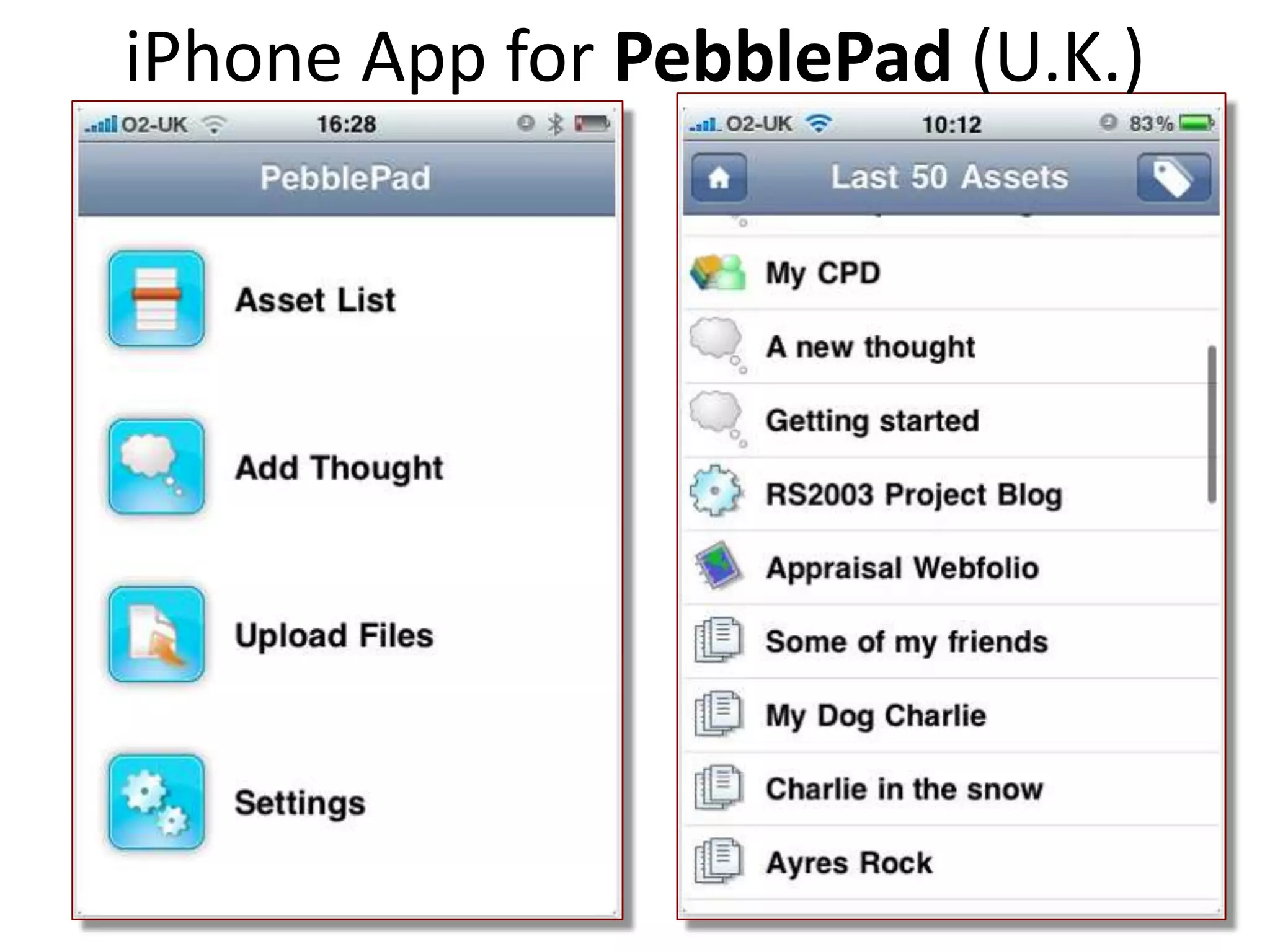 iPhone App for PebblePad (U.K.)
 
