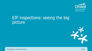 EIF inspections: seeing the big
picture
EIF inspections: seeing the big picture Slide 1
 
