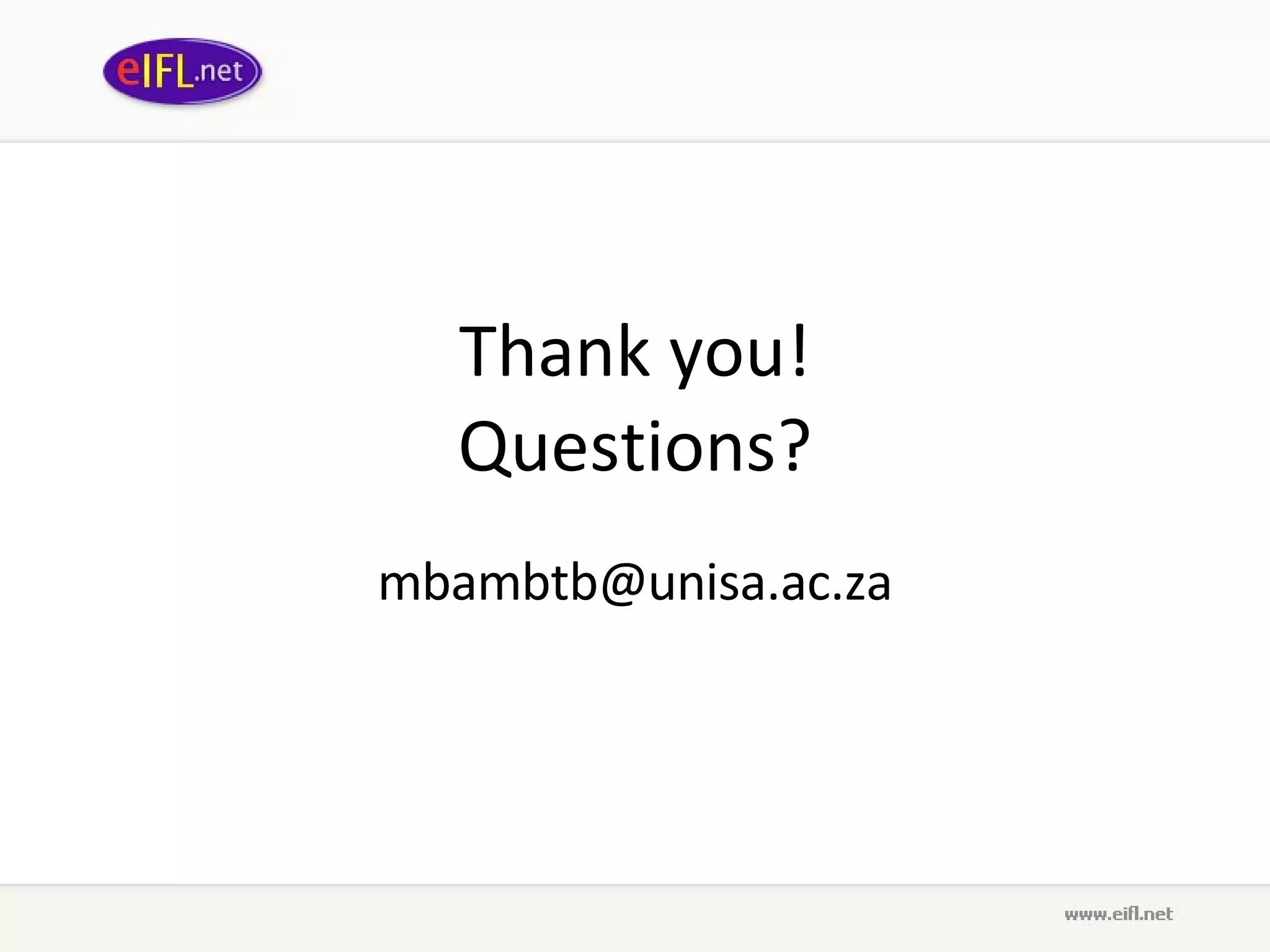 Thank you ! Questions ? [email_address] 