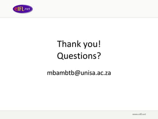 Thank you ! Questions ? [email_address] 