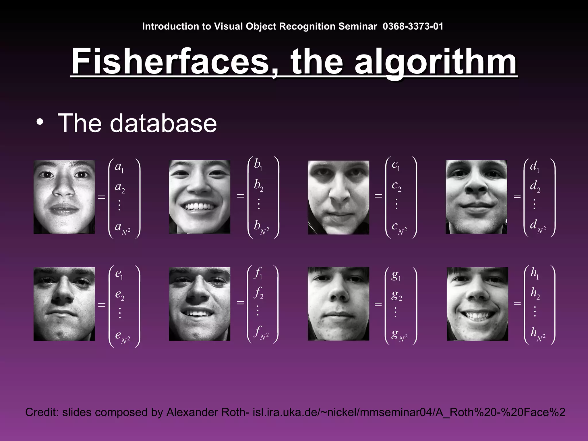 Eigenfaces and Fisherfaces | PPT