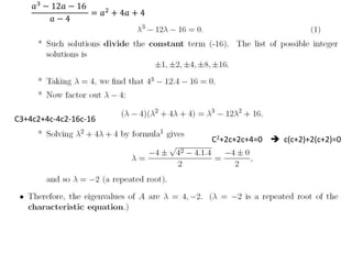 C2+2c+2c+4=0  c(c+2)+2(c+2)=0
C3+4c2+4c-4c2-16c-16
𝑎3 − 12𝑎 − 16
𝑎 − 4
= 𝑎2
+ 4𝑎 + 4
 