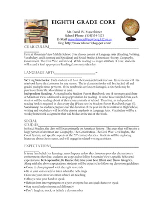 Eighth grade core syllabus | PDF