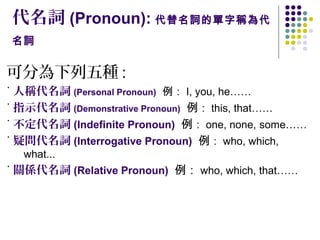 八大詞類 (Eight parts of speech) | PPT